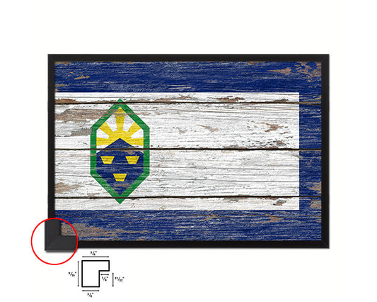 Colorado Springs City Colorado State Rustic Flag Wood Framed Paper Prints Decor Wall Art Gifts