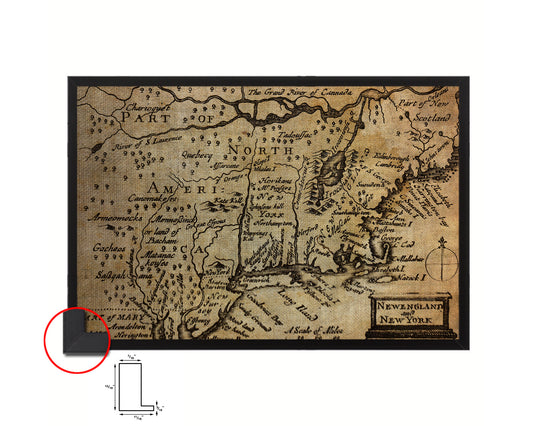 New England United States John Speed 1675 Vintage Map Framed Print Art Wall Decor Gifts