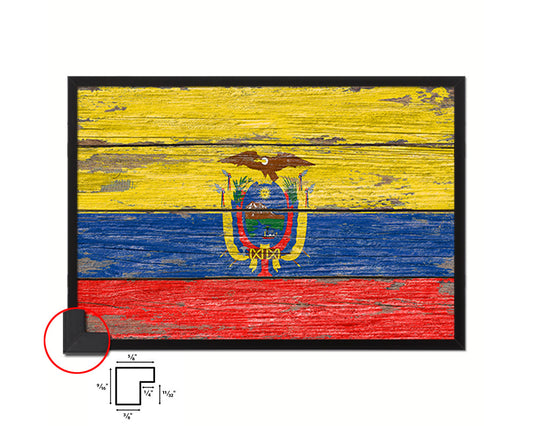 Ecuador Country Wood Rustic National Flag Wood Framed Print Wall Art Decor Gifts