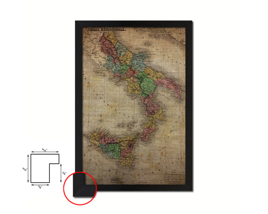 South Italy Vintage Map Wood Framed Print Art Wall Decor Gifts