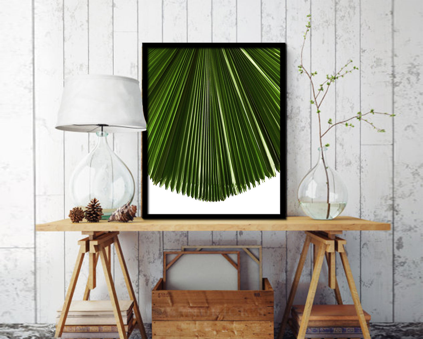 Licuala Grandis, Ruffled Fan Palm Tropical Leaf Framed Print Home Decor Wall Art Gifts