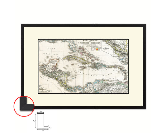 West Indies Old Map Framed Print Art Wall Decor Gifts