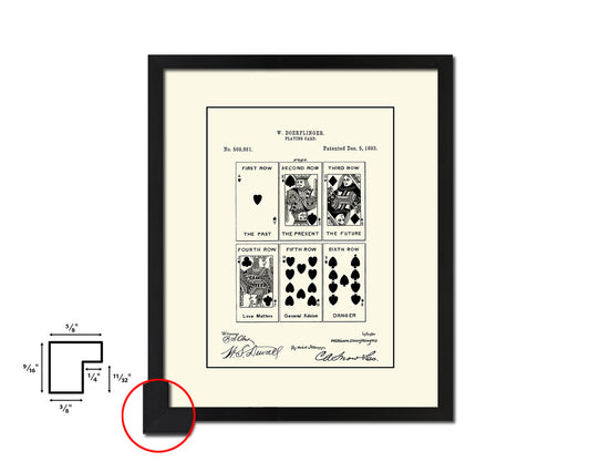 Face Poker Game Playing Card Vintage Patent Artwork Black Frame Print Gifts