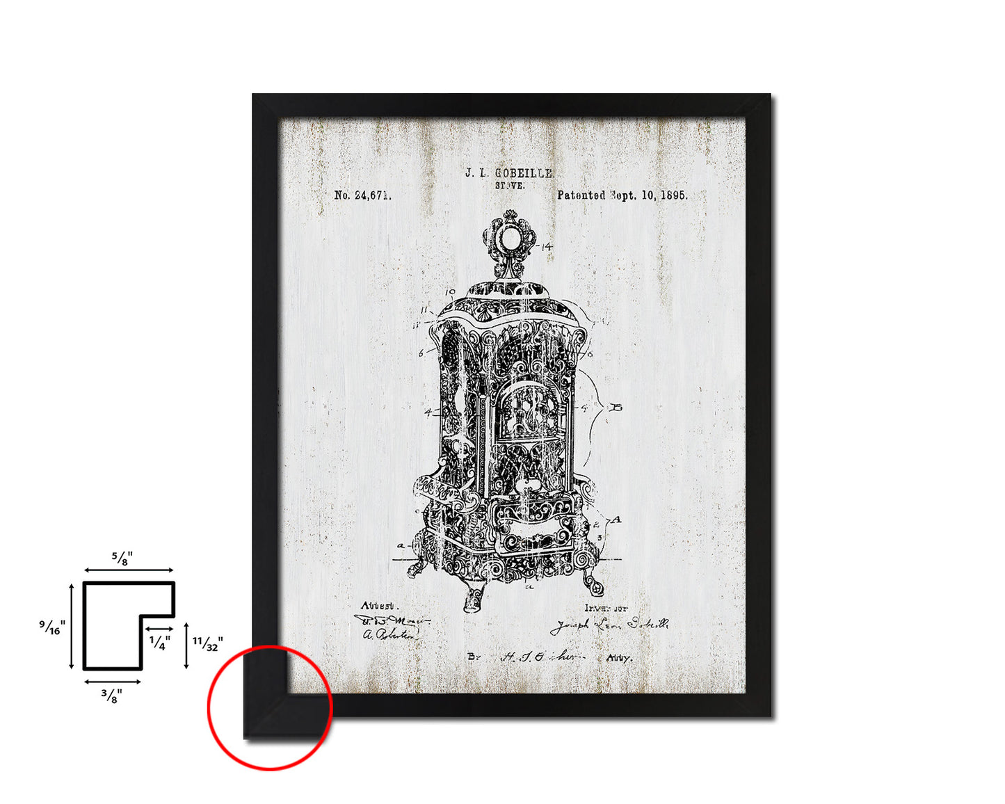 Stove Design Kitchen Vintage Patent Artwork Black Frame Print Wall Art Decor Gifts