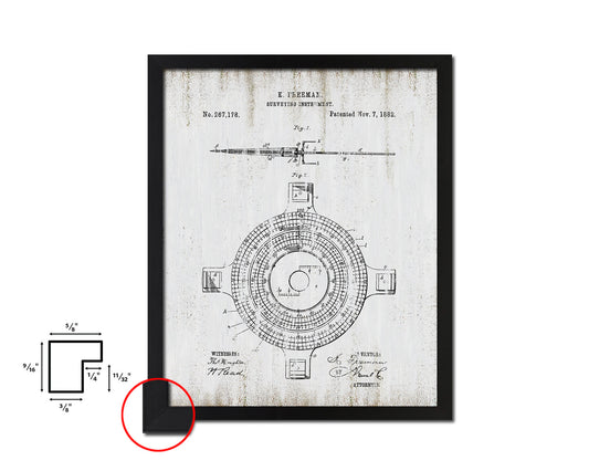 Surveying Instrument Tools Vintage Patent Artwork Black Frame Print Gifts