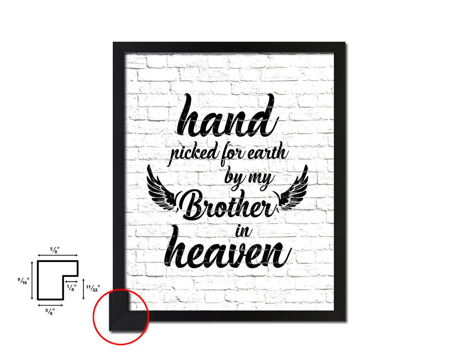 Hand picked for earth by our brother in heaven Quote Framed Print Wall Art Decor Gifts