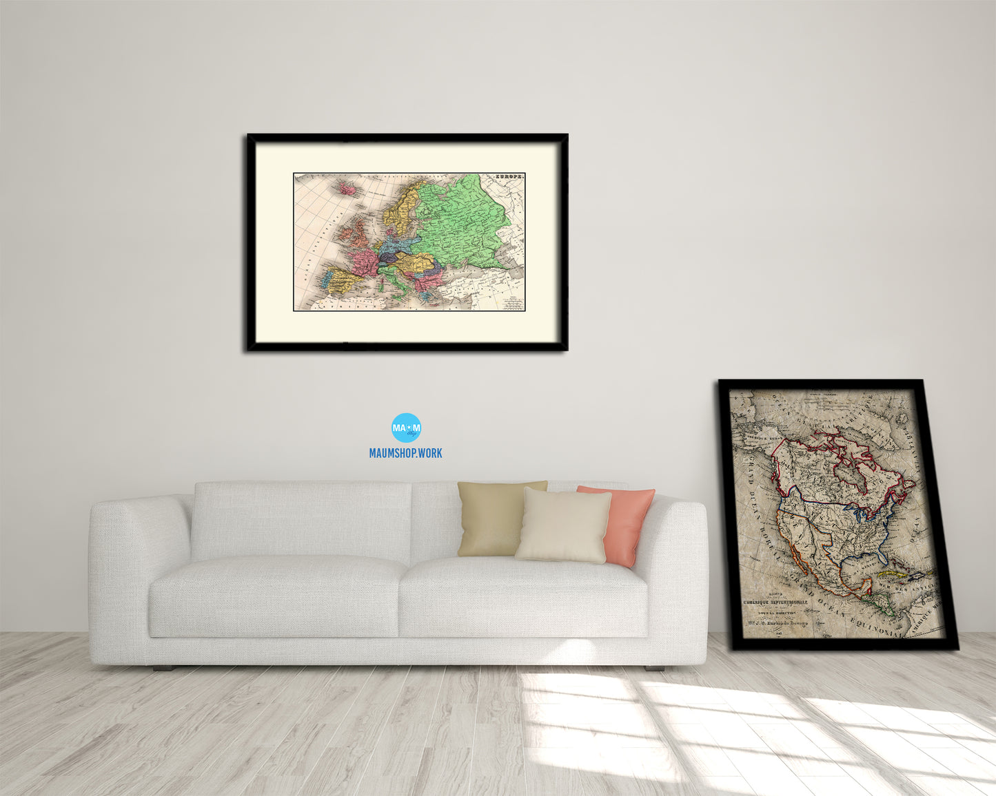 Europe 1875 Old Map Framed Print Art Wall Decor Gifts