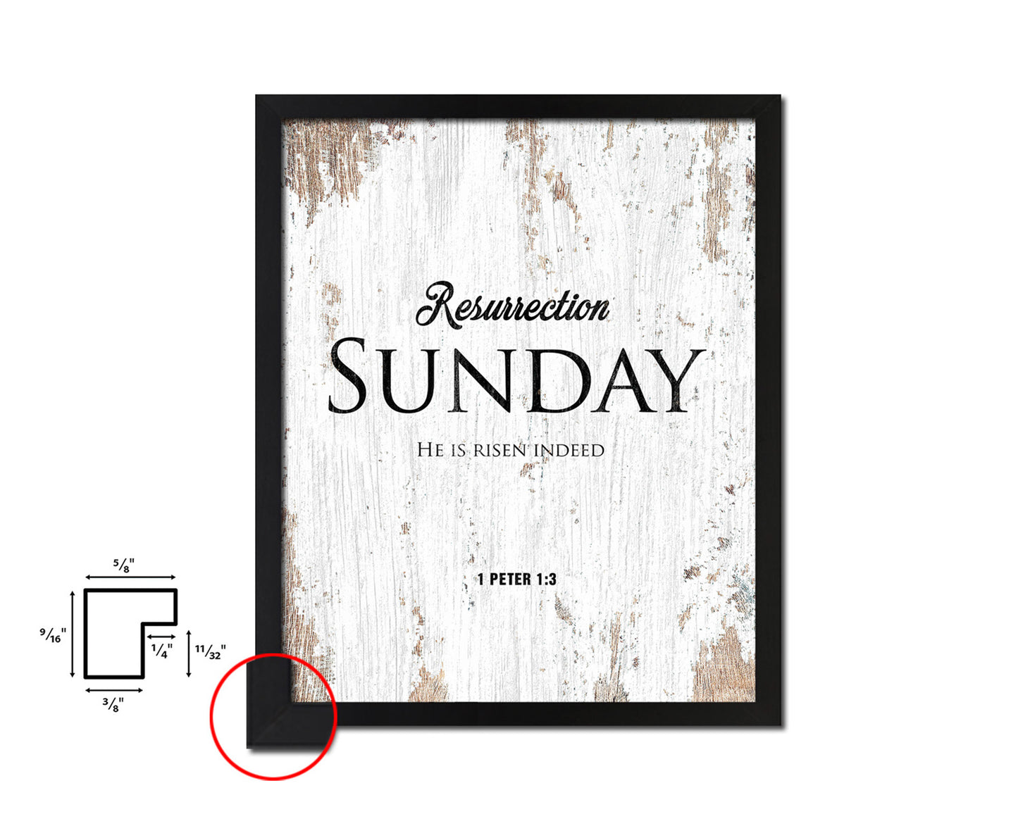 Resurrection Sunday He is risen indeed, 1 Peter 1:3 Quote Framed Print Home Decor Wall Art Gifts