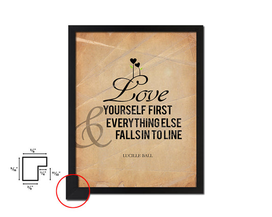 Love yourself first Quote Paper Artwork Framed Print Wall Decor Art