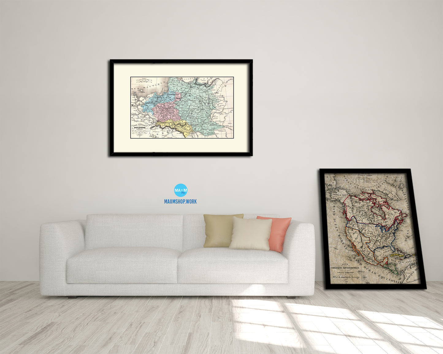Poland Prussia Germany Old Map Framed Print Art Wall Decor Gifts