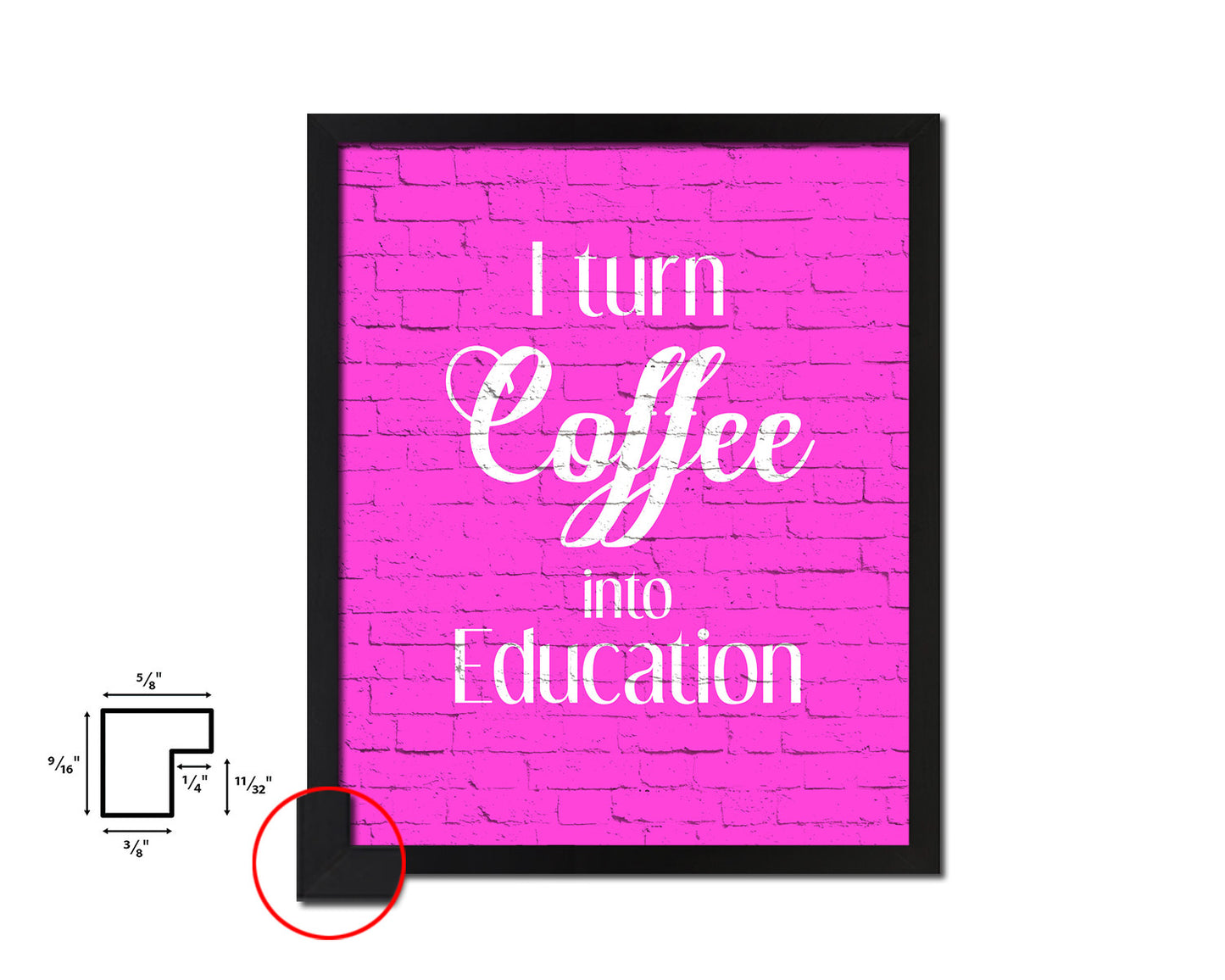 I turn coffee into education Quotes Framed Print Home Decor Wall Art Gifts