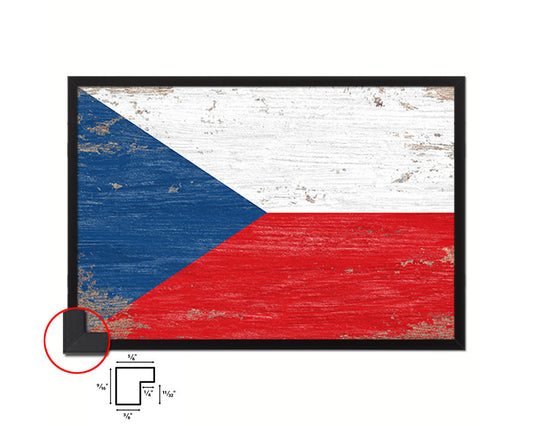 Czech Republic Shabby Chic Country Flag Wood Framed Print Wall Art Decor Gifts