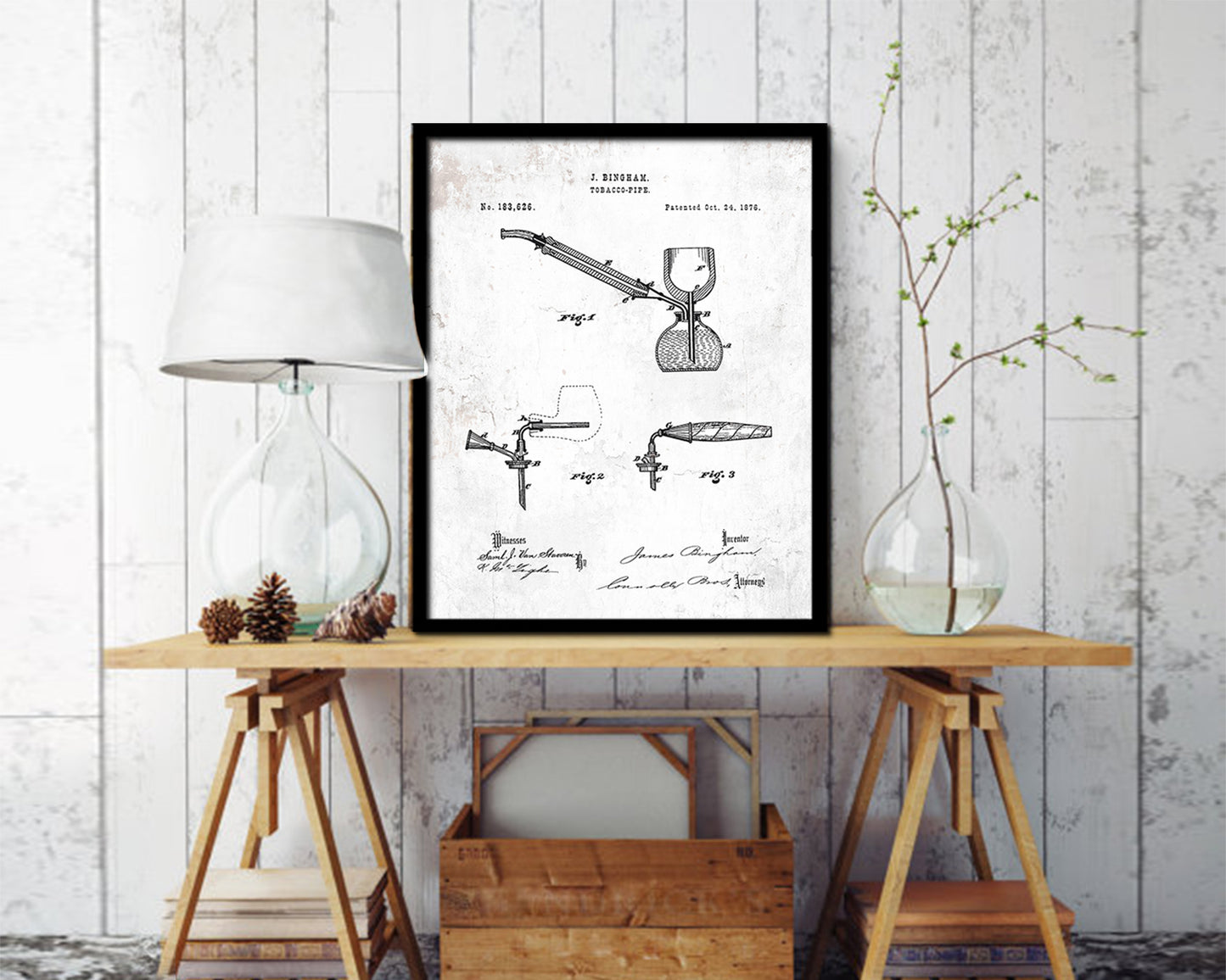 Pipe Tobacco Vintage Patent Artwork Black Frame Print Wall Art Decor Gifts