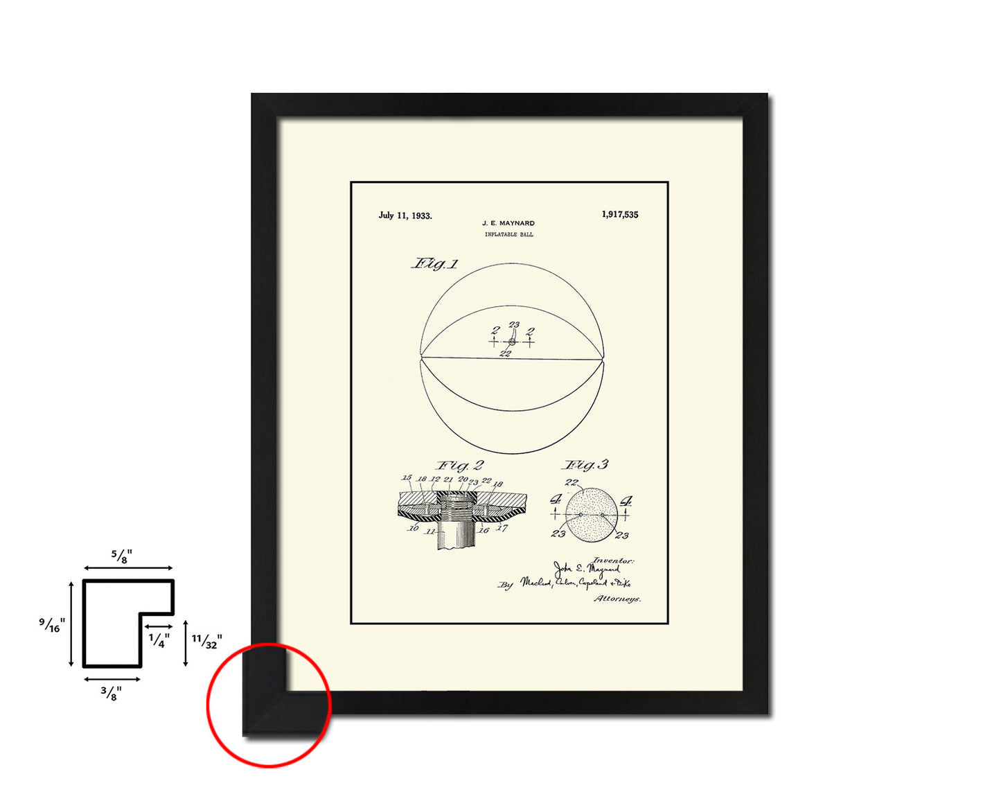 Basketball Inflatable Sports Vintage Patent Artwork Black Frame Print Gifts