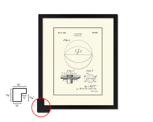 Basketball Inflatable Sports Vintage Patent Artwork Black Frame Print Gifts