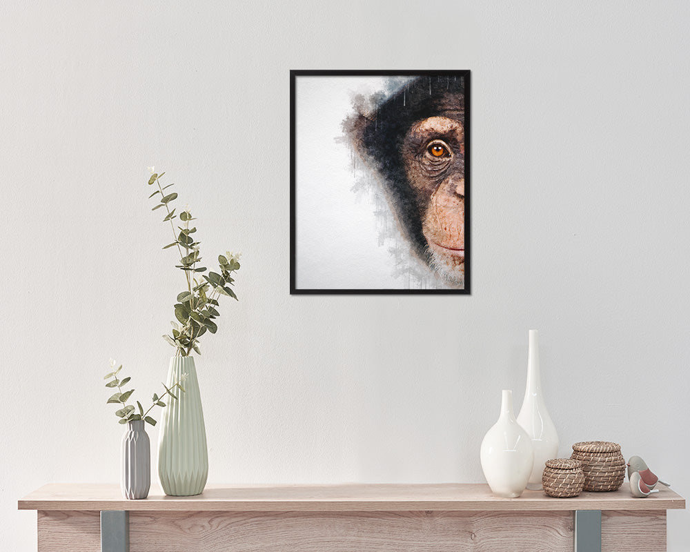 Chimpanzee Animal Painting Print Framed Art Home Wall Decor Gifts