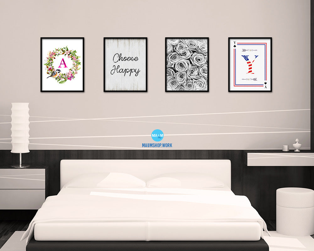 Choose happy Quote Wood Framed Print Wall Decor Art