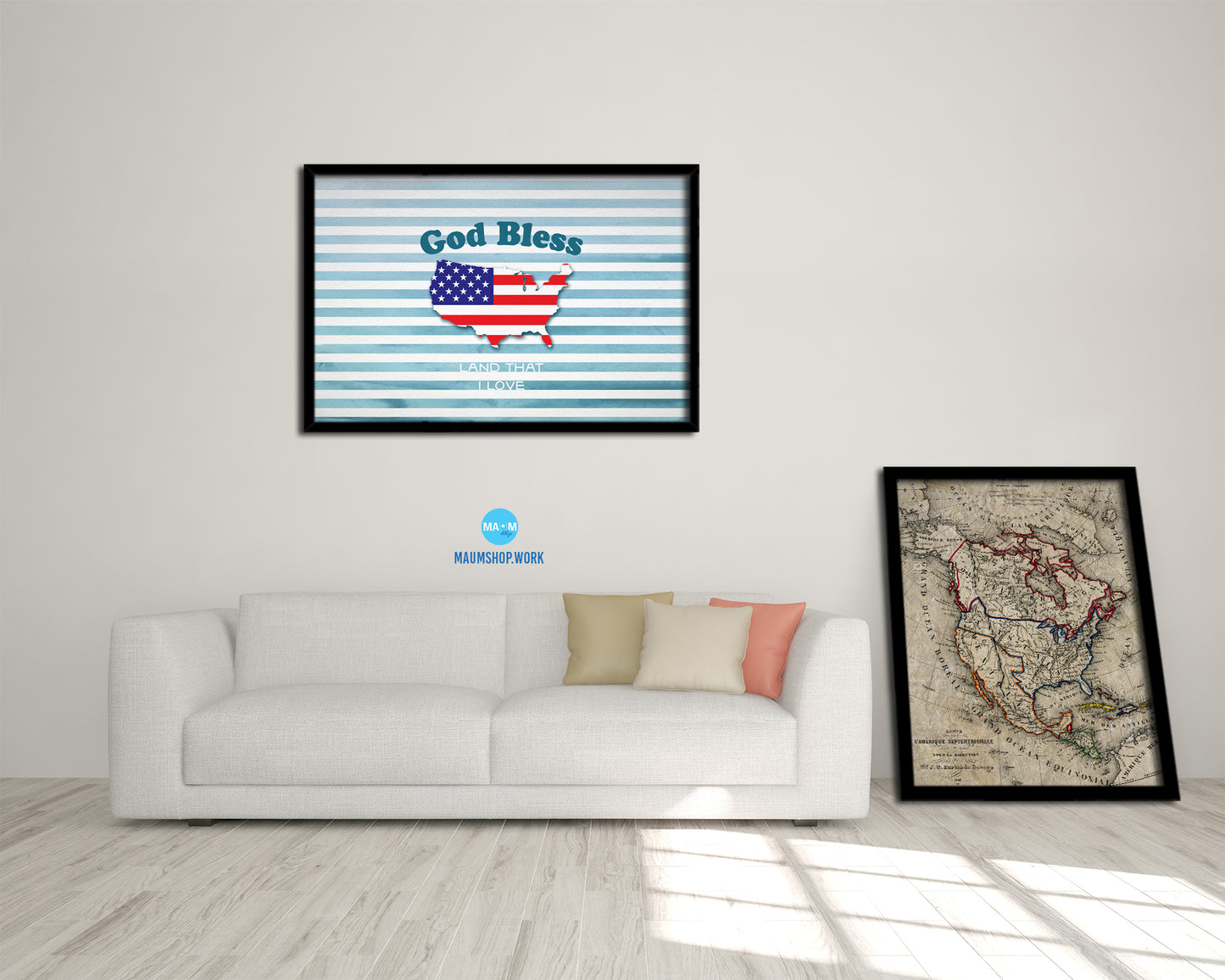 God bless America land that I love Bible Verse Scripture Framed Print Wall Decor Art Gifts