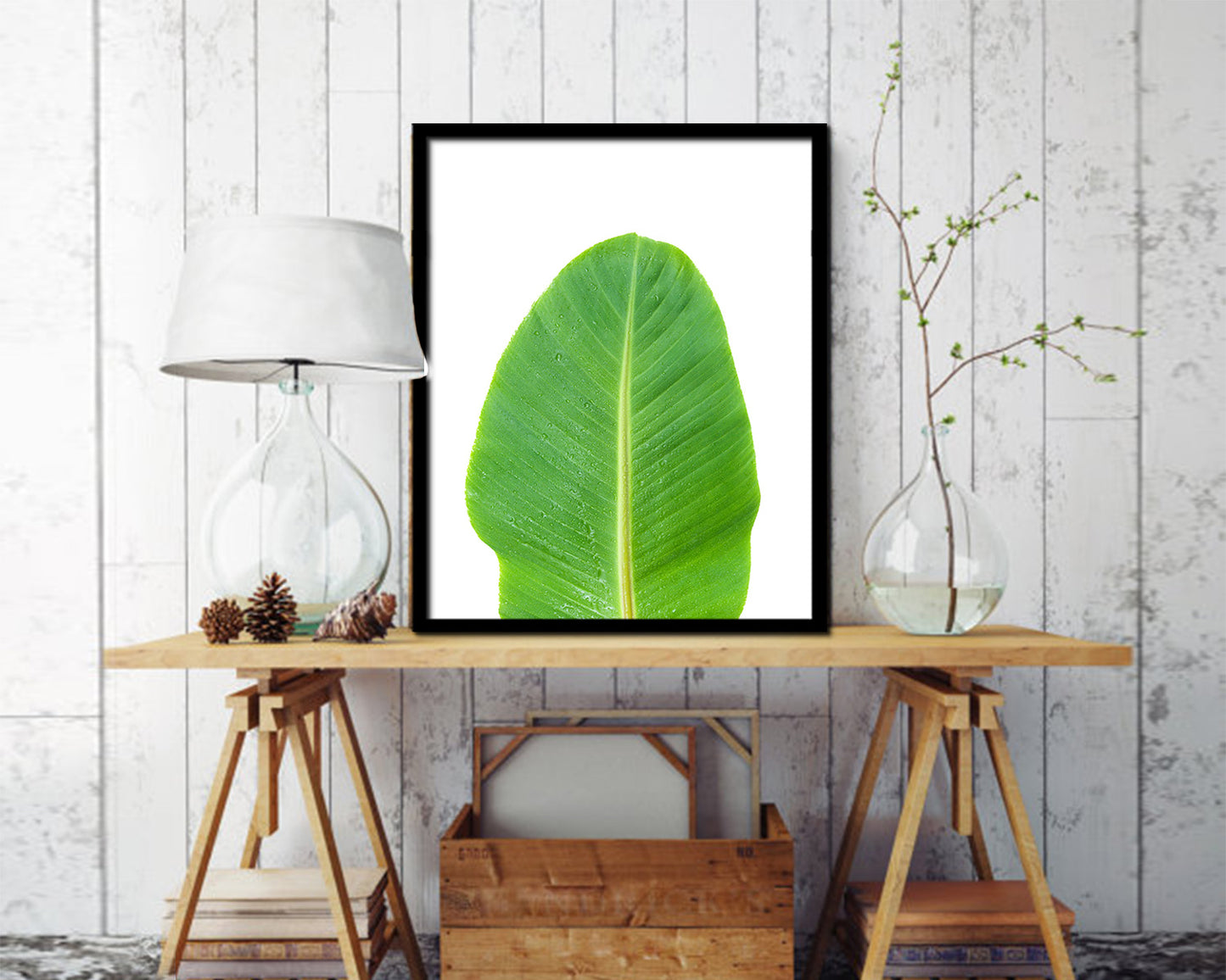 Banana Tropical Leaf Framed Print Sign Decor Wall Art Gifts