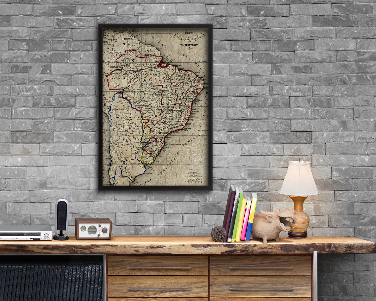 Brazil Historical Map Wood Framed Print Art Wall Decor Gifts