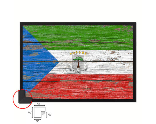 Equatorial Guinea Country Wood Rustic National Flag Wood Framed Print Wall Art Decor Gifts