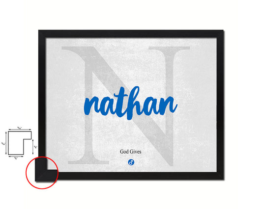 Nathan Personalized Biblical Name Plate Art Framed Print Kids Baby Room Wall Decor Gifts