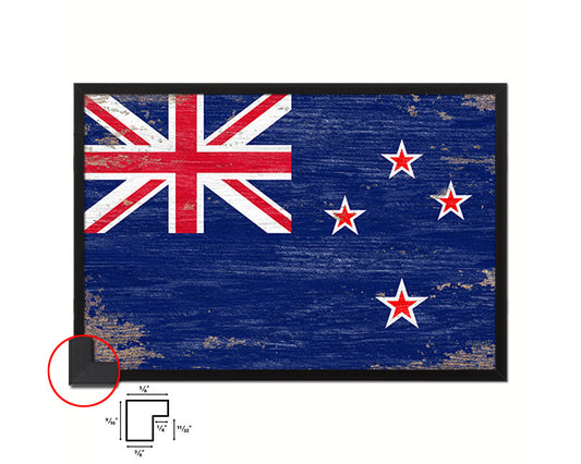 New Zealand Shabby Chic Country Flag Wood Framed Print Wall Art Decor Gifts