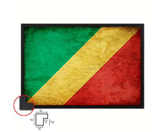 Congo Republic Country Vintage Flag Wood Framed Print Wall Art Decor Gifts