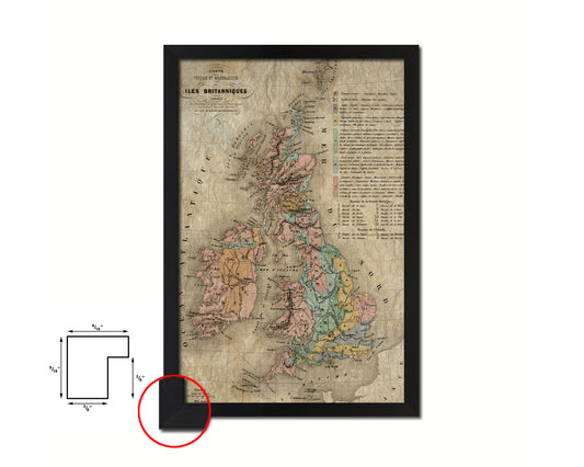 Geological Britain Historical Map Wood Framed Print Art Wall Decor Gifts