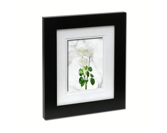 White Rose Marble Texture Plants Art Wood Framed Print Wall Decor Gifts