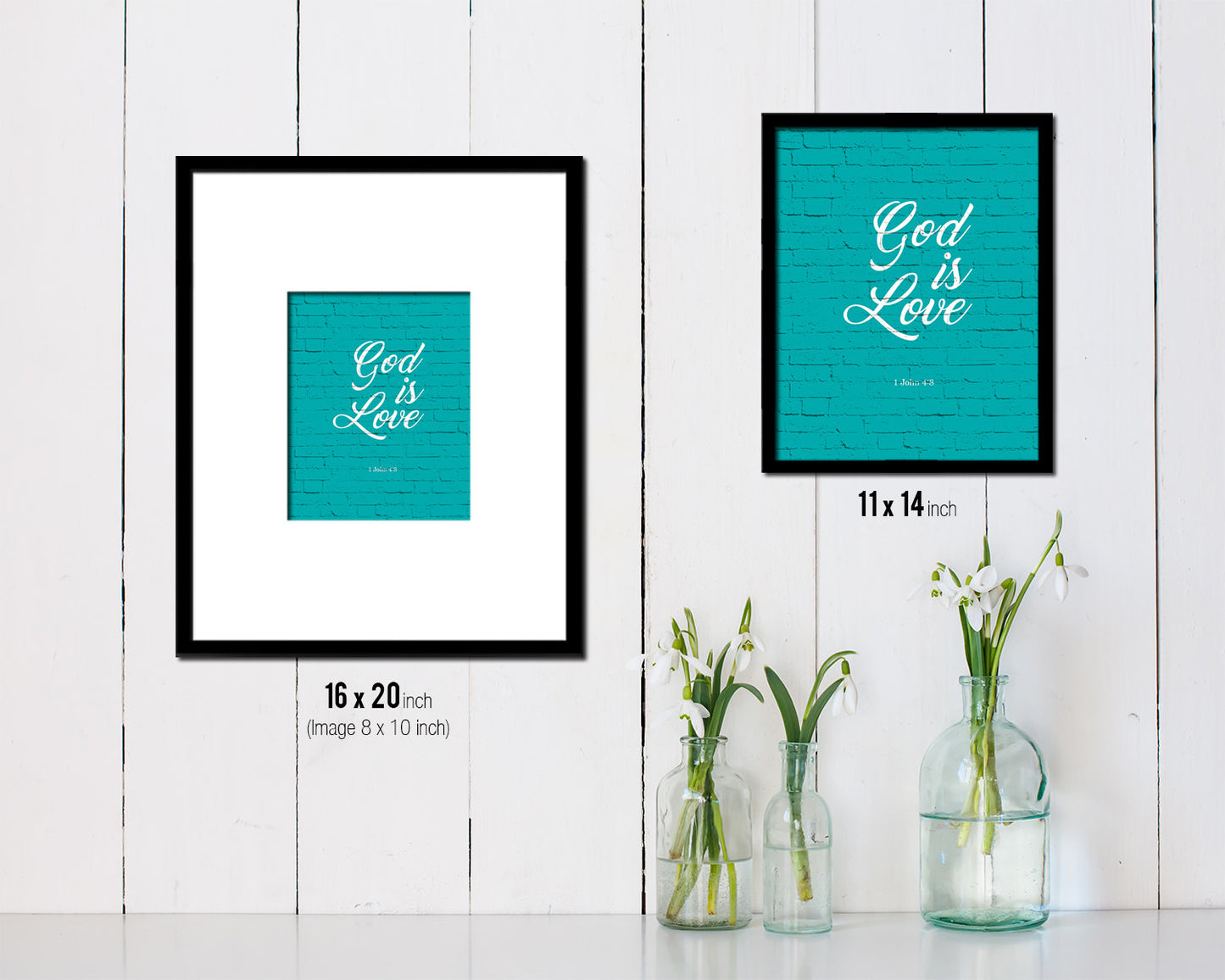 God is love, 1 John 4:8 Quote Framed Print Home Decor Wall Art Gifts