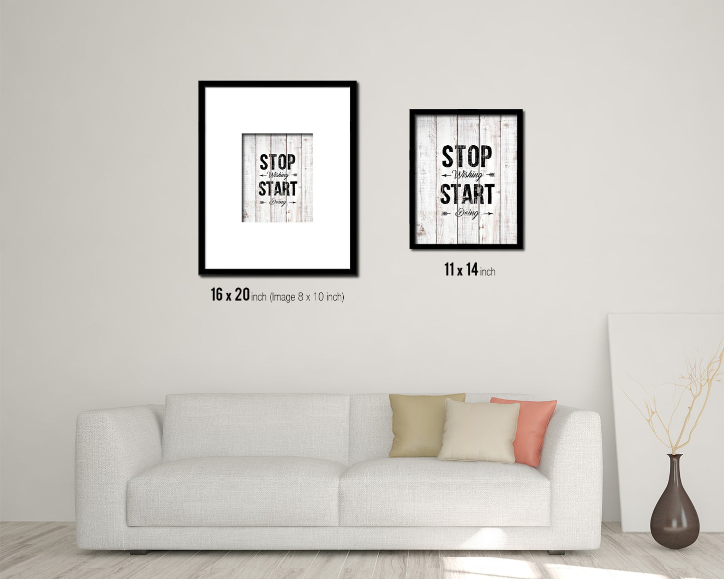 Stop wishing start doing White Wash Quote Framed Print Wall Decor Art