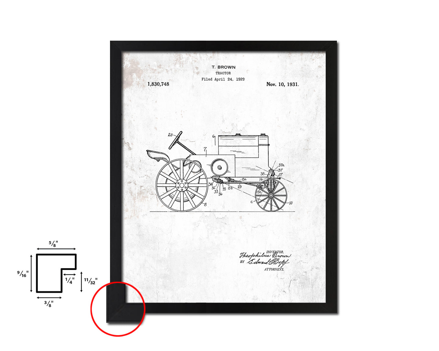 Tractor Home Vintage Patent Artwork Black Frame Print Wall Art Decor Gifts