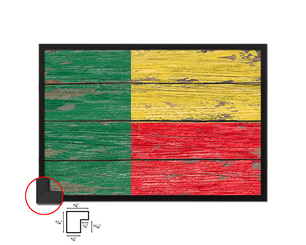 Benin Country Wood Rustic National Flag Wood Framed Print Wall Art Decor Gifts