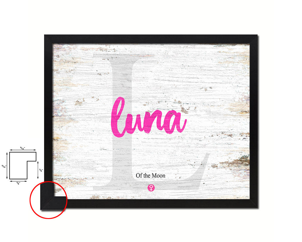 Luna Personalized Biblical Name Plate Art Framed Print Kids Baby Room Wall Decor Gifts