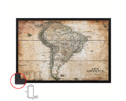 South America Antique Map Framed Print Art Wall Decor Gifts