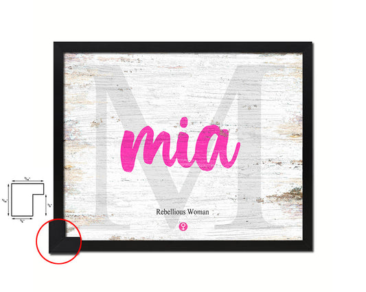 Mia Personalized Biblical Name Plate Art Framed Print Kids Baby Room Wall Decor Gifts