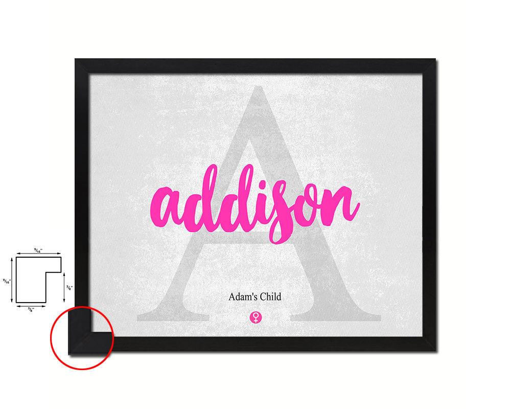 Addison Personalized Biblical Name Plate Art Framed Print Kids Baby Room Wall Decor Gifts