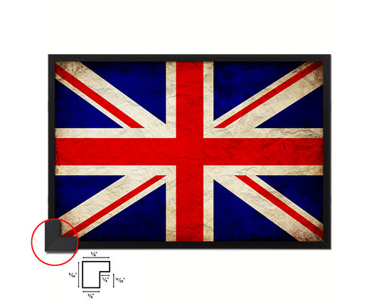 United Kingdom Country Vintage Flag Wood Framed Print Wall Art Decor Gifts