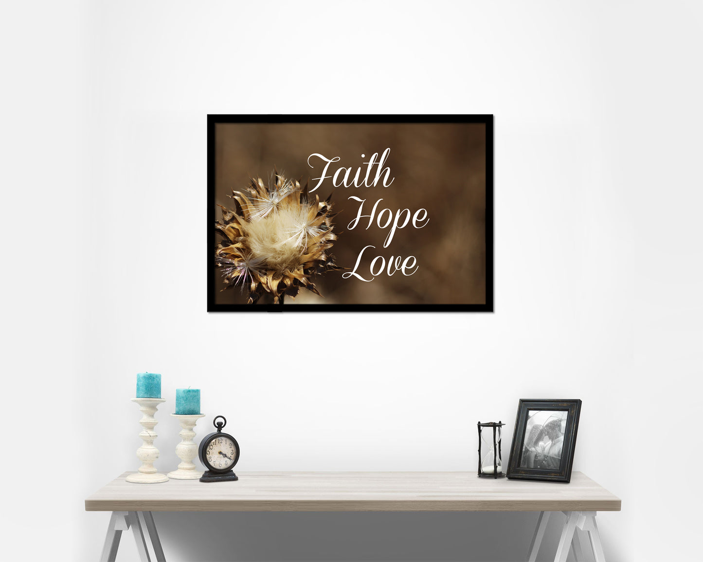 Faith Hope Love Bible Verse Scripture Framed Art