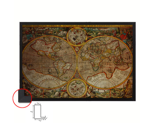 World Vintage Map Framed Print Art Wall Decor Gifts