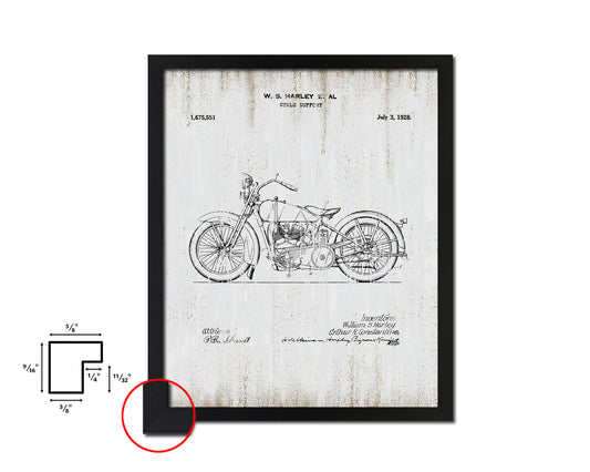 Cycle Support Motocycle Vintage Patent Artwork Black Frame Print Gifts