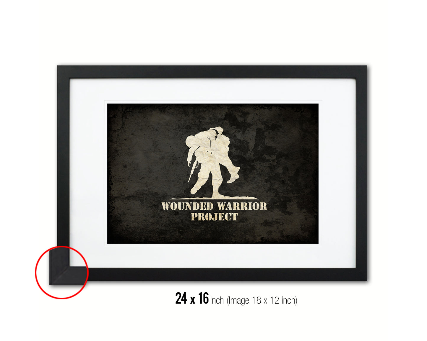 Wounded Warrior Project Vintage Military Flag Framed Print Sign Decor Wall Art Gifts