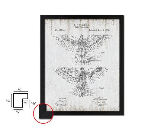 Flying Machine Airplane Vintage Patent Artwork Black Frame Print Wall Art Decor Gifts