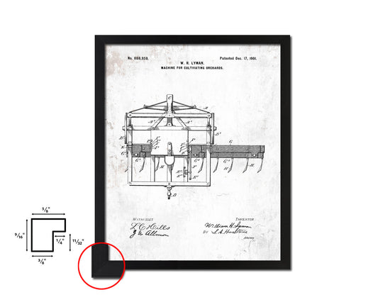 Cultivating Orchards Machine Vintage Patent Artwork Black Frame Print Gifts