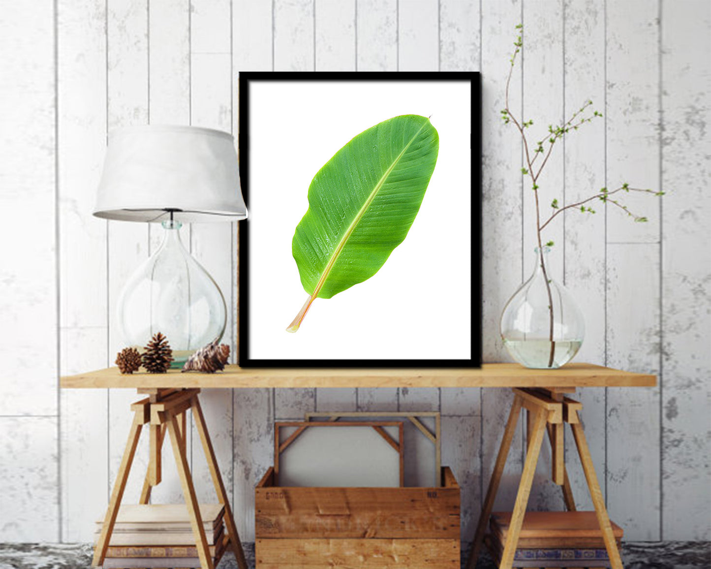 Banana Tropical Leaf Framed Print Sign Decor Wall Art Gifts