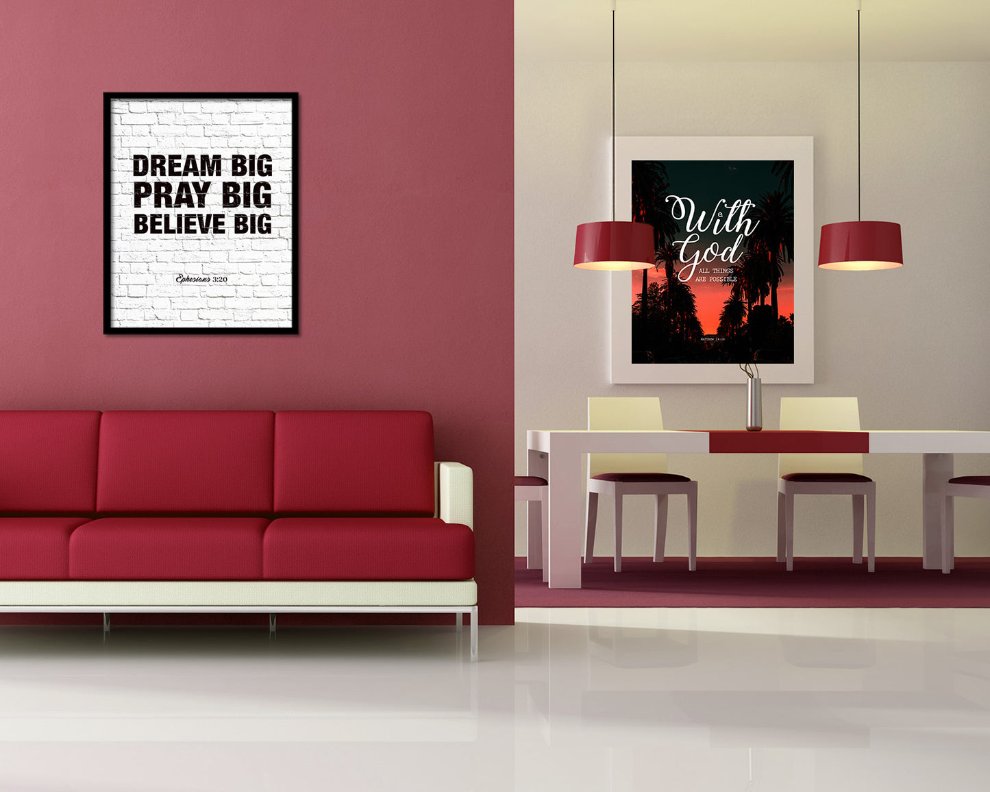 Dream Pray Bbelieve Big Quote Wood Framed Print Home Decor Wall Art Gifts