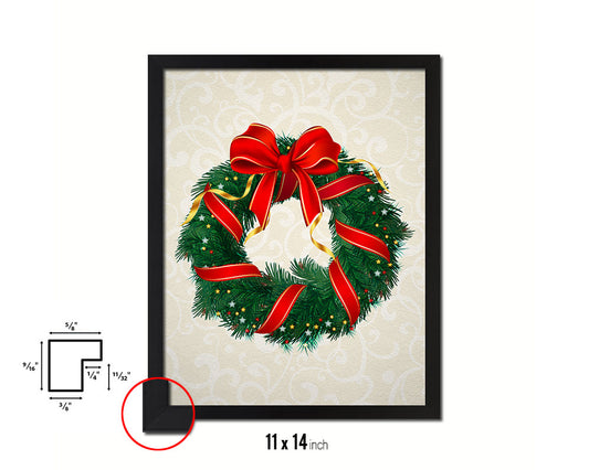 Christmas Wreath Holiday Season Gifts Wood Framed Print Home Decor Wall Art