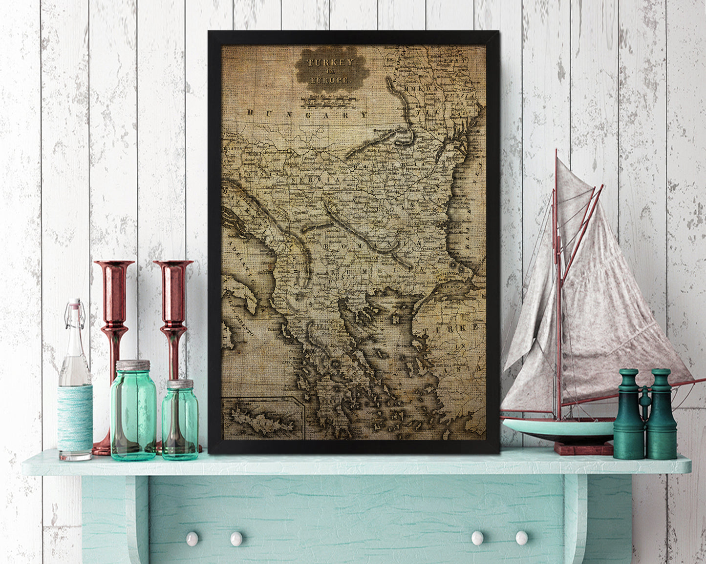 Greece Turkey Bulgaria Transylvania Romania 1799 Vintage Map Wood Framed Print Art Wall Decor Gifts