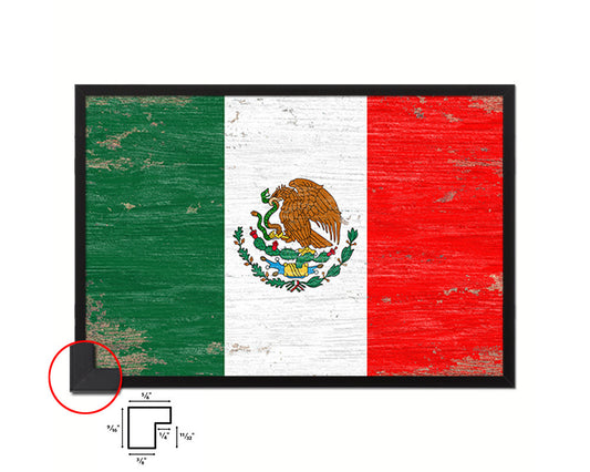 Mexico Shabby Chic Country Flag Wood Framed Print Wall Art Decor Gifts